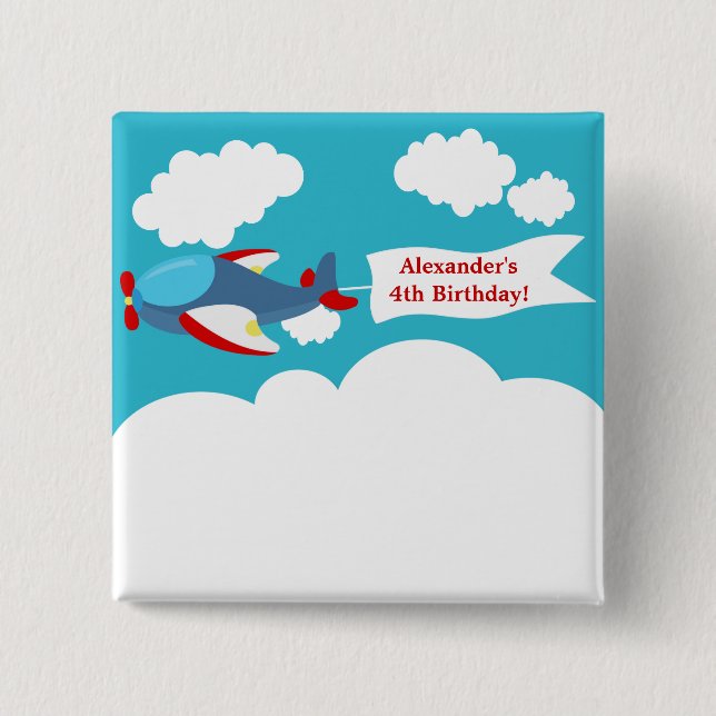 botón Cute Little Airplane Boy Birday (Anverso)