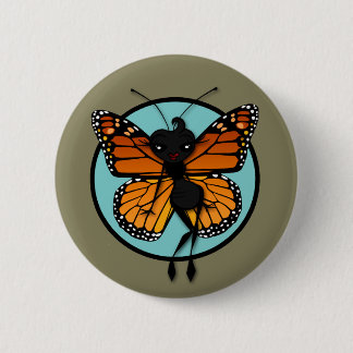BOTÓN CUTE MONARCH BUTTERFLY LADY ROUND