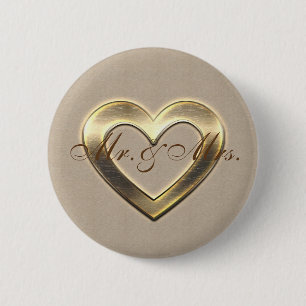 botón Cute Personalizado Gold Heart