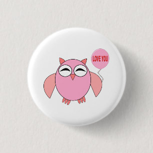 botón Cute Pink Love You Owl