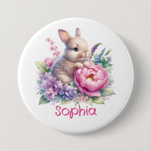 botón Cute Watercolor Bebé Bunny Kindergarten
