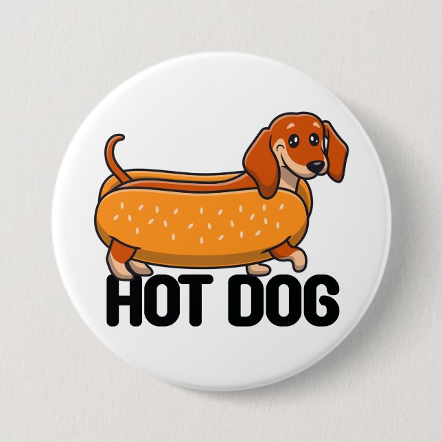 Botón Dachshund Hot Dog (Anverso)