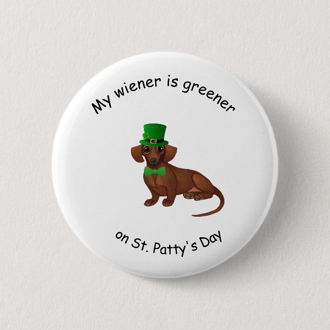 botón Dachshund St. Patrick's Day (Anverso)