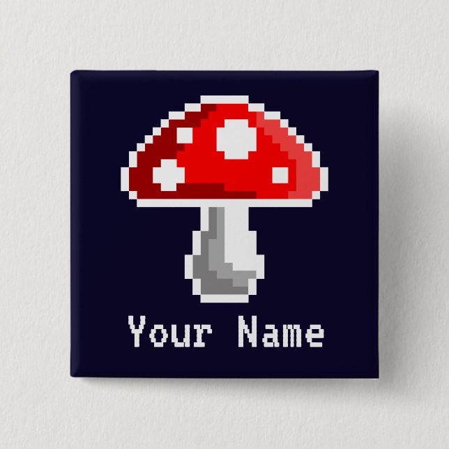 Botón Dark Pixel Mushroom Name (Anverso)
