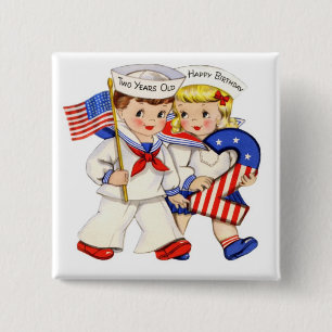 botón de 2º cumpleaños de Little Sailor Twins