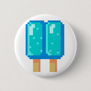 Botón de 8 bits azul del arte del pixel del