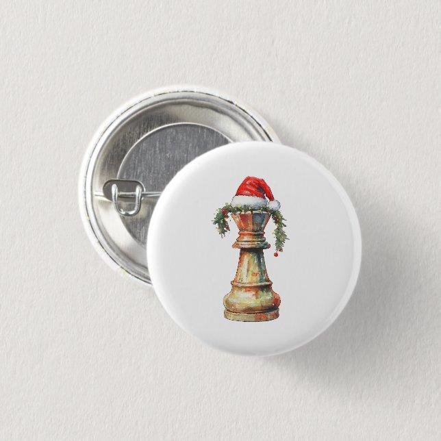 Botón de ajedrez de Navidad Rey Pin – Ajedrez acua (Anverso y reverso)