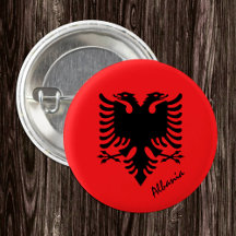 Botón de Albania, moda de la Bandera Albanesa patr