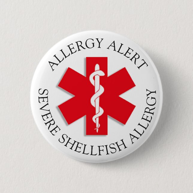 Botón de alerta de alergia de SHELLFISH grave (Anverso)