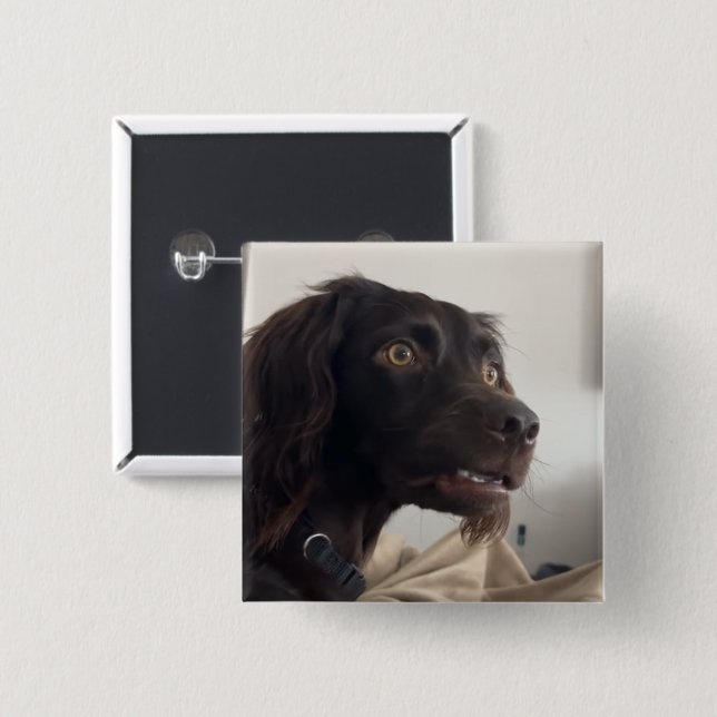 Botón de alfiler de meme de perro confuso (Anverso y reverso)