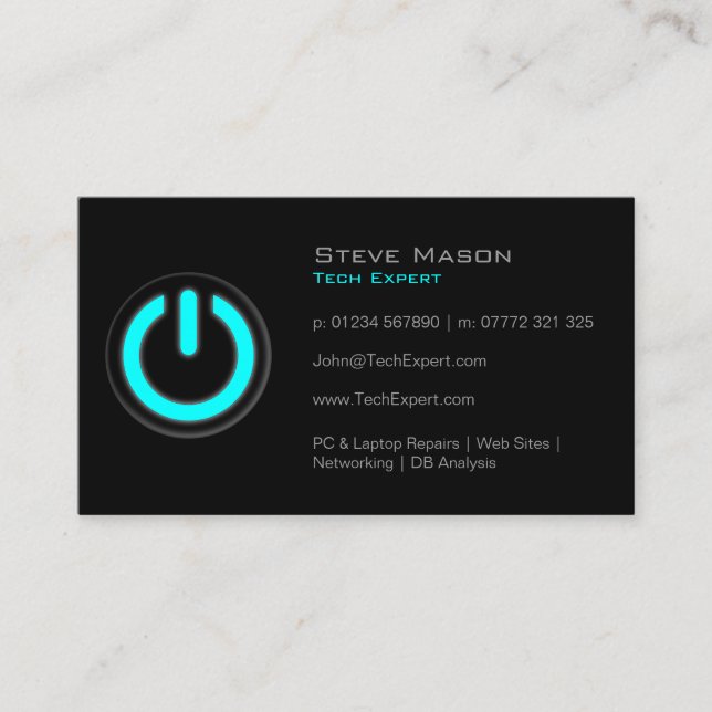 Botón de alimentación negro, tecnología - tarjeta  (Anverso)