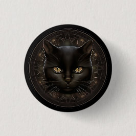 botón de anclaje de gato negro gótico de arte gene