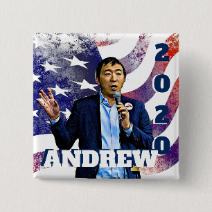 Botón de apoyo de Andrew Yang para las elecciones 