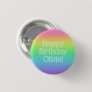 botón de arcoiris Feliz Cumpleaños Personalizado
