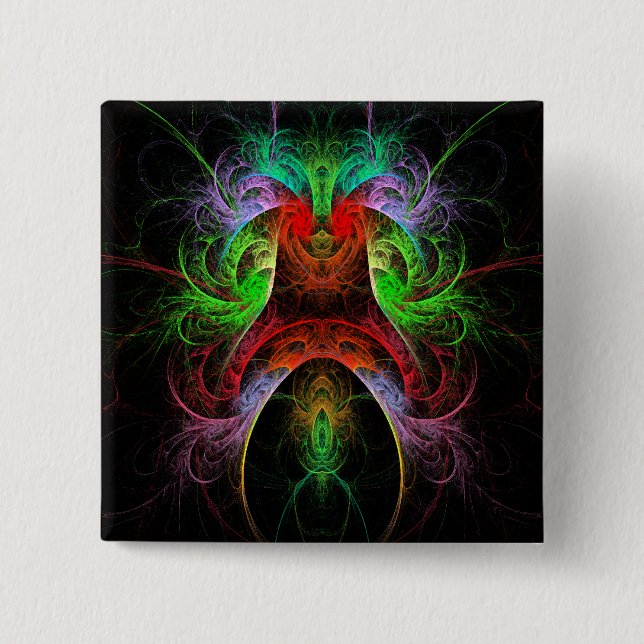 Botón de arte abstracto carnaval (cuadrado) (Anverso)