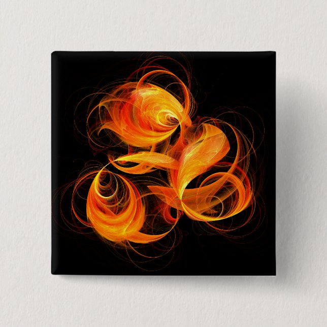 Botón de arte abstracto de bola de fuego (cuadrado (Anverso)