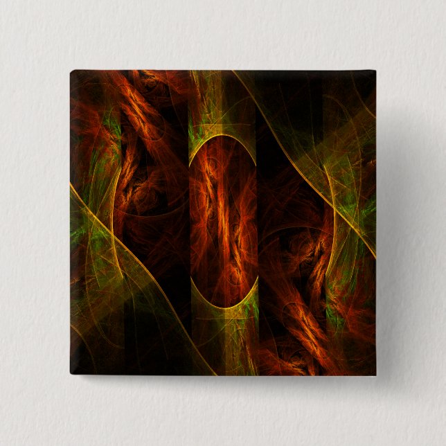 Botón de arte abstracto de jungla mística (cuadrad (Anverso)