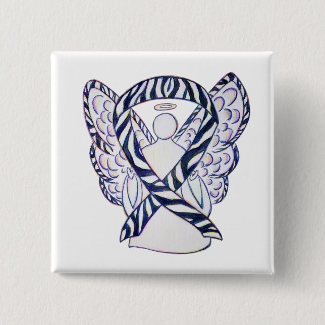 Botón de arte ángel de cinta de zebra para la toma (Anverso)