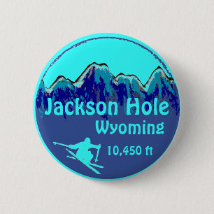 Botón de arte azul de Jackson Hole Wyoming