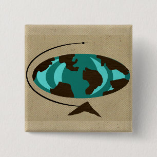 Botón de arte de globo moderno de mediados del si