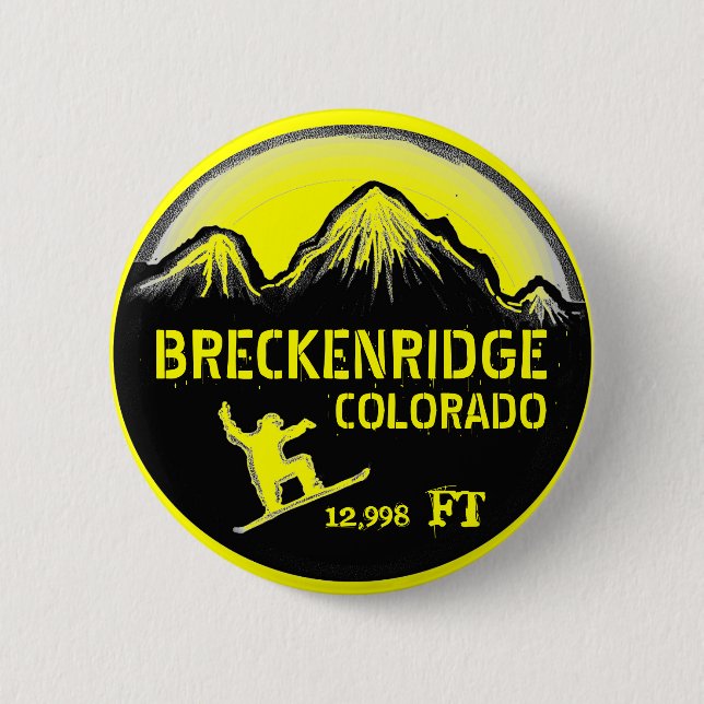 botón de arte de snboard amarillo de Breckenridge  (Anverso)