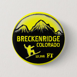 botón de arte de snboard amarillo de Breckenridge 