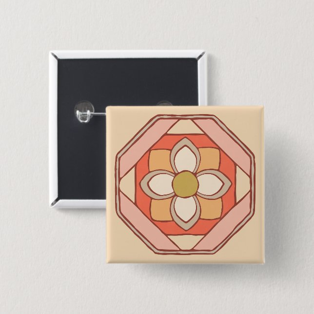 Botón de artes de patrones coreanos tradicionales (Anverso y reverso)