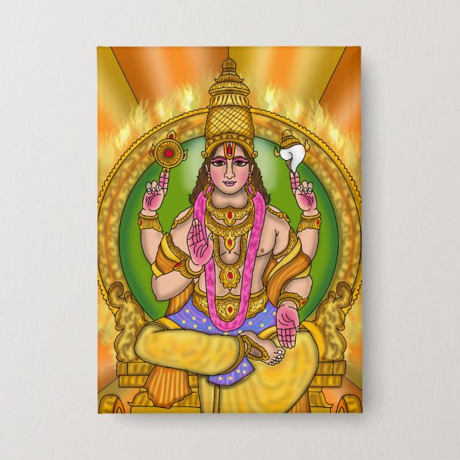 Botón de astrología del Señor Sol (Surya) (Anverso)