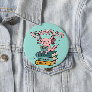 Botón de Axolotl - Lee Mucho - Pin de Libro Divert