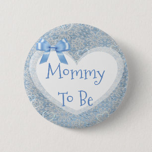 Botón de Baby Shower Azul para Futuras Mamás