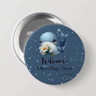 Botón de Baby Shower de Ballena Bebé Adorable