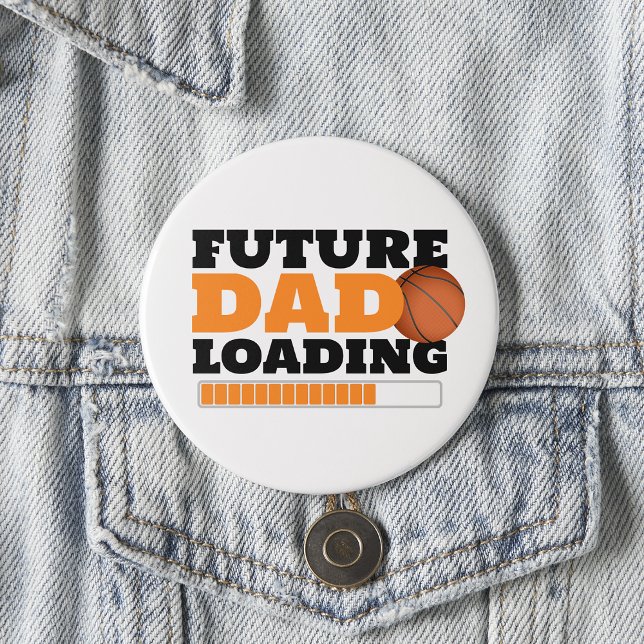 Botón de Baby Shower de Baloncesto para Futuro Pap (Future Dad Loading button. Perfect for joint baby showers or announcing your pregnancy!)