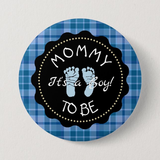 botón de Baby Shower de Mamá para ser azul Placa (Anverso)