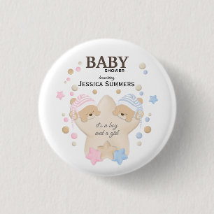 botón de Baby Shower de Teddy Bear con sueño suave