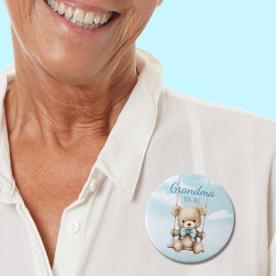 botón de Baby Shower del oso de peluche de la abue