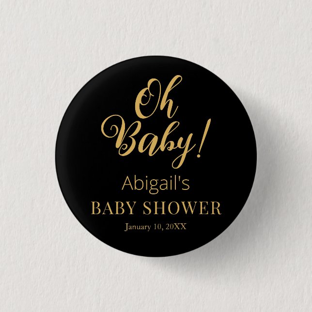 Botón de baby shower elegante con texto personaliz (Anverso)