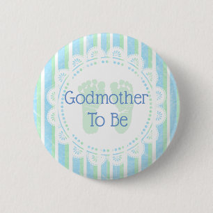 Botón de Baby Shower "Godwoman to be Blue Green"