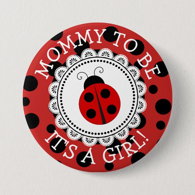Botón de Baby Shower "Mamá Para Ser" Red Ladybug (Anverso)