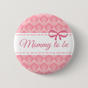 Botón de Baby Shower Mamá para ser rosa Bow