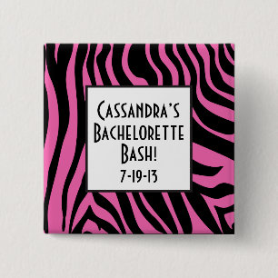 Botón de Bachelorette de la cebra de las rosas