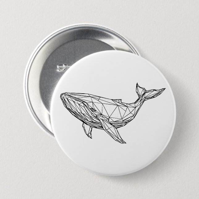 Botón de ballena geométrica minimalista (Anverso y reverso)