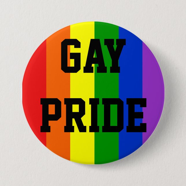 Botón de bandera arco iris del Orgullo gay redonde (Anverso)