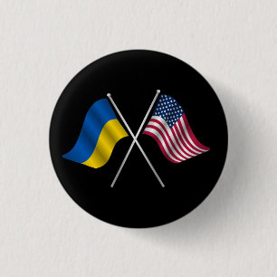 Botón de bandera de Ucrania y Estados Unidos
