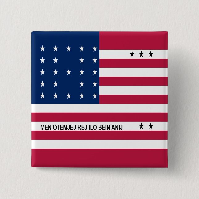 Botón de bandera del atolón patriótico de Bikini (Anverso)