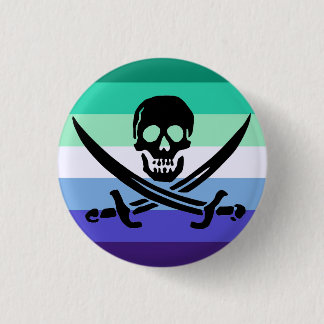 Botón de bandera del Orgullo Gay Masculino Pirata