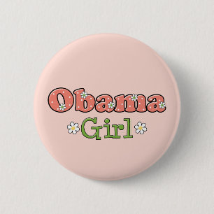 Botón de Barack Obama del chica de Obama