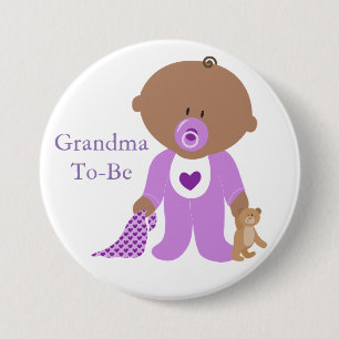 Botón de bebé morado para futura abuela