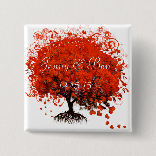 Botón de boda de árbol rojo