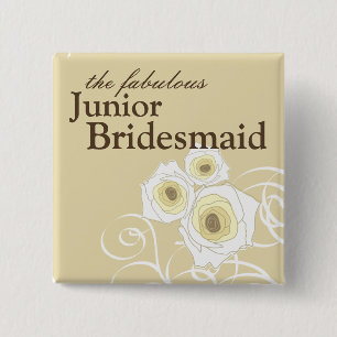 Botón de Boda de Cream Rosas y Swirls Bridesmaid