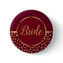 Botón de boda de novia de Borgoña y Oro